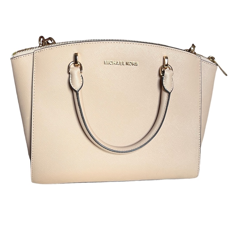 Michael Kors Medium Ellis Satchel Blush 100% leather classic minimalism
